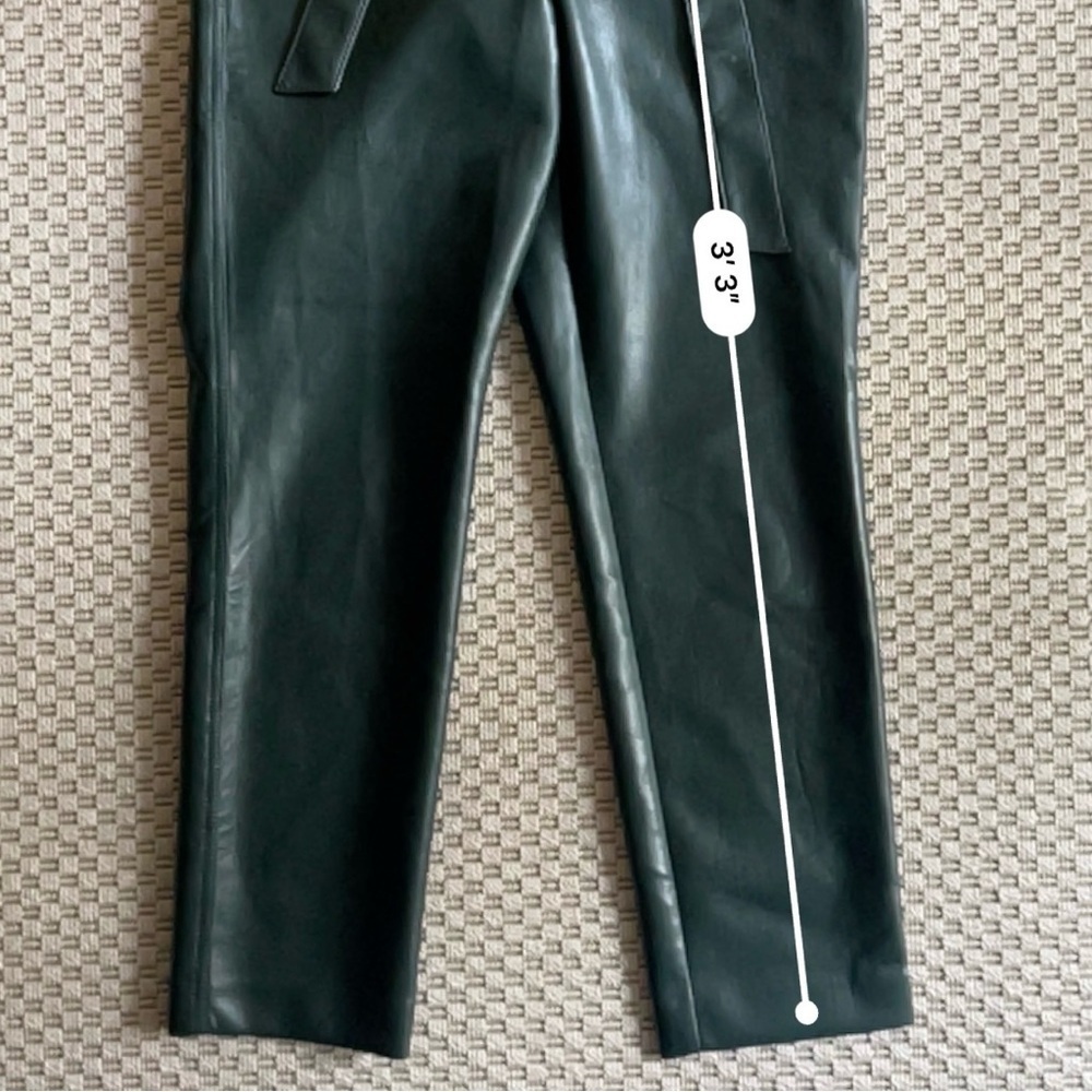 Aritzia Babaton Belted Tie-front Vegan Leather Pants - Dark Green - Size 0 - Picture 11 of 11